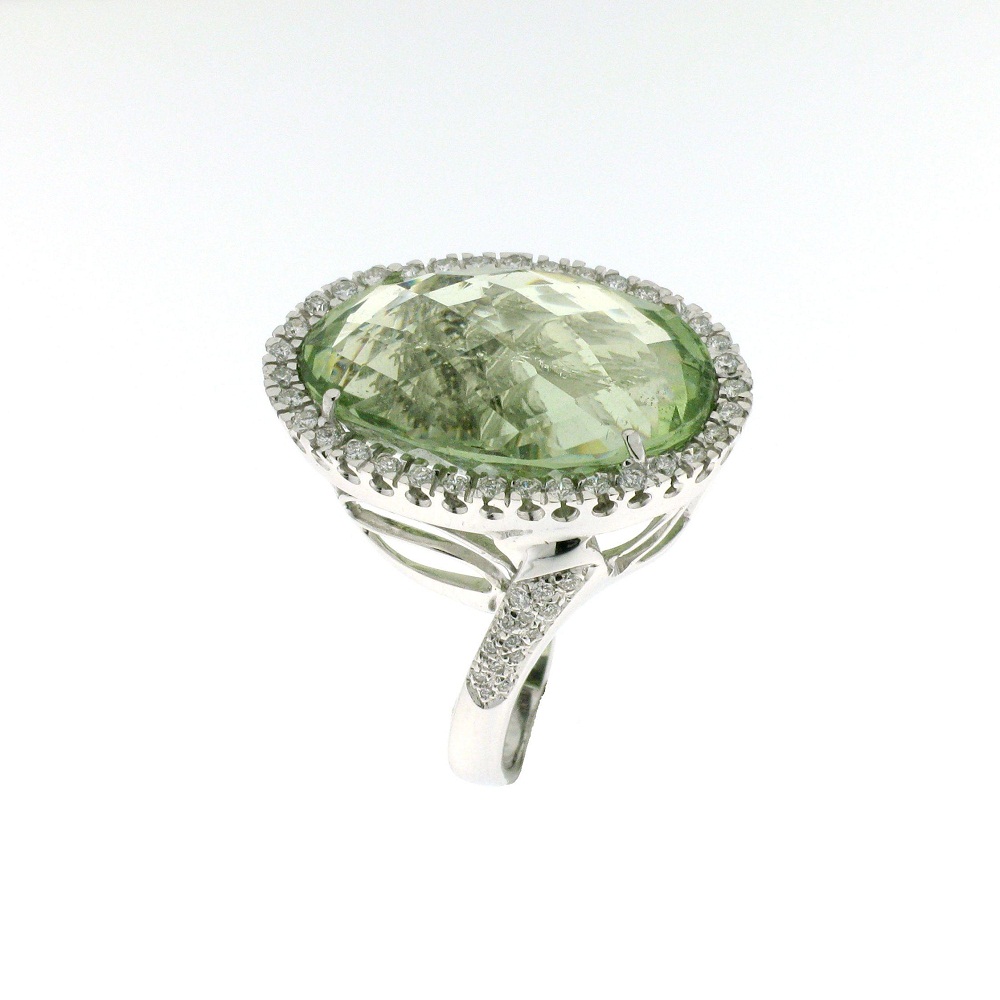 Ring with acqua marina green