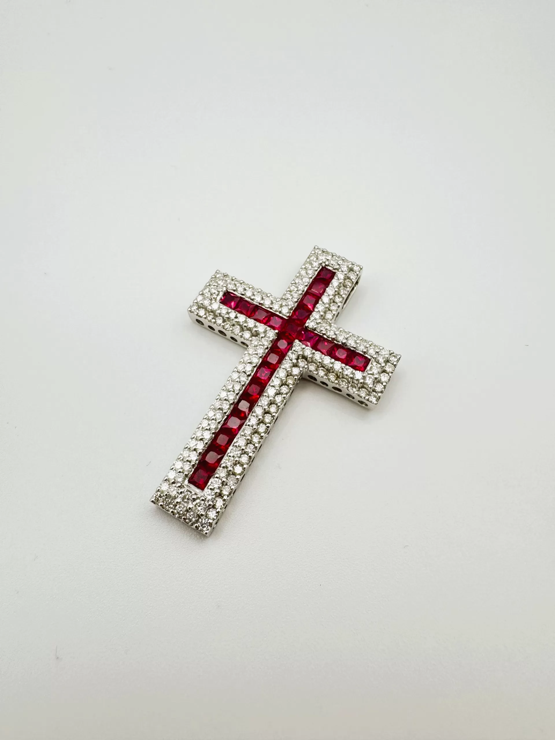 Cross Pendant with Diamonds and Rubies